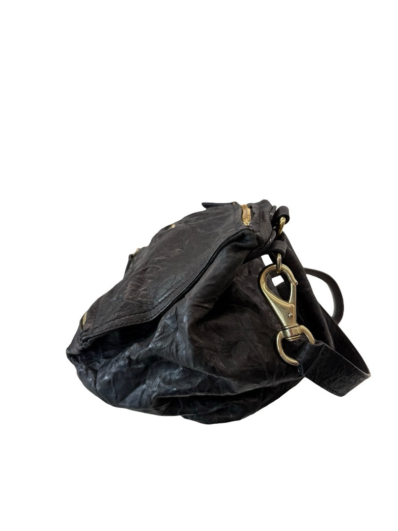 Givenchy Black Crinkled Leather Pandora Handbag.