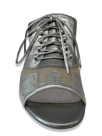 Givenchy Silver Flat Sandal w/ Mesh. Size: 37