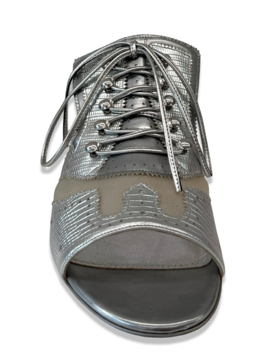 Givenchy Silver Flat Sandal w/ Mesh. Size: 37