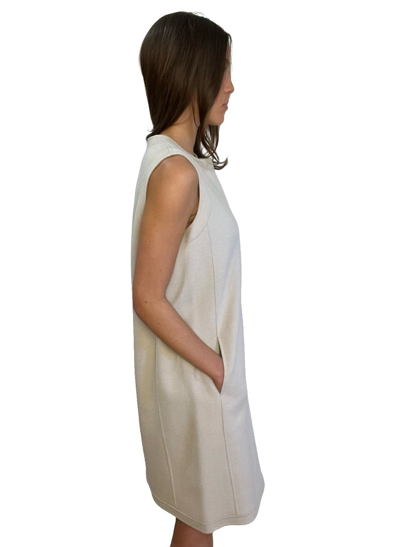 MaxMara Studio Ivory Angora / Wool Sleeveless Dress. Size: 14