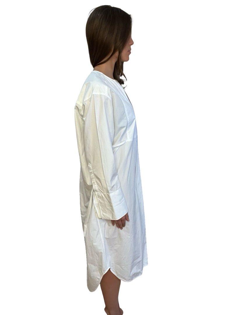 Toteme White Cotton Bib Shirt Dress. Size: 34