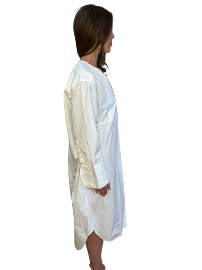 Toteme White Cotton Bib Shirt Dress. Size: 34