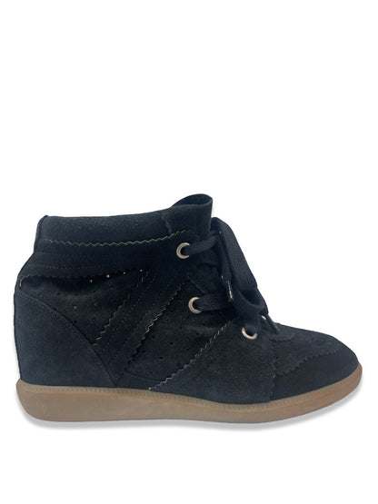 Isabel Marant Black Bobby Suede Wedge Sneakers. Size: 40