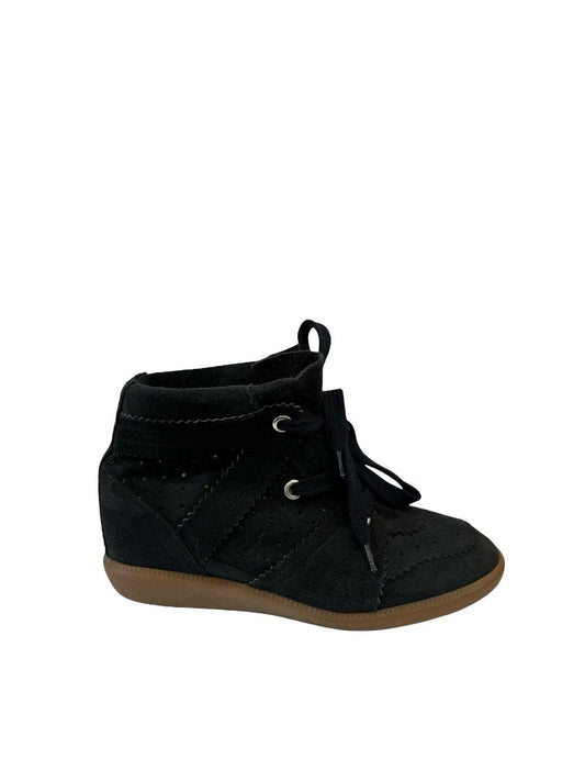 Isabel Marant Black Suede Bobby Wedge Sneakers. Size: 39