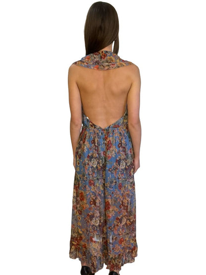 Zimmermann Blue / Multi-Colour Lovelorn Frill Jumpsuit. Size: 1