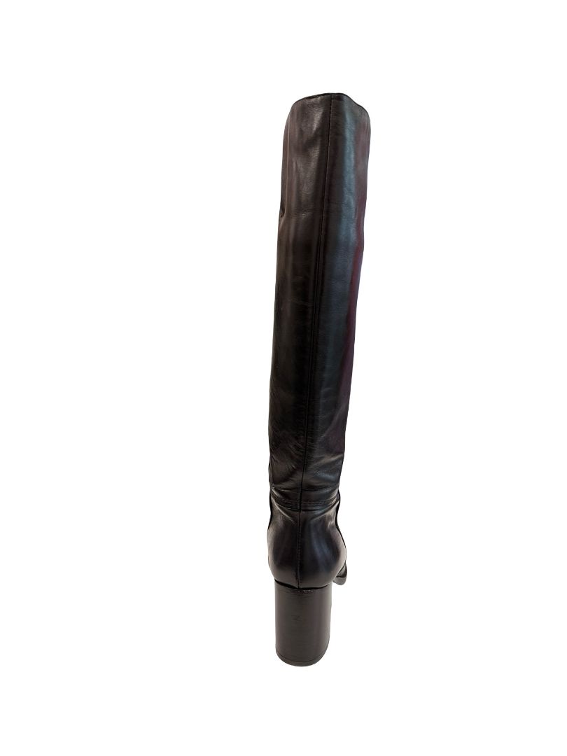 Husk Black Leather Knee High Boots. Size: 38