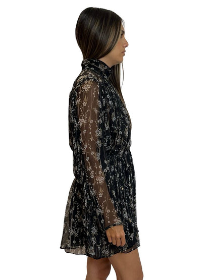 Zimmermann Black Floral Print Sheer Silk Romper. Size: 0