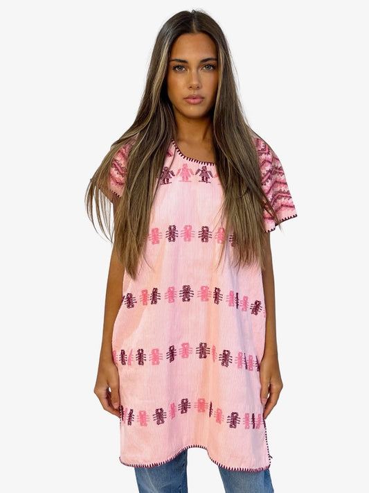 Pippa Holt Pink 'No.129' Mini Cotton Kaftan. Size: OS