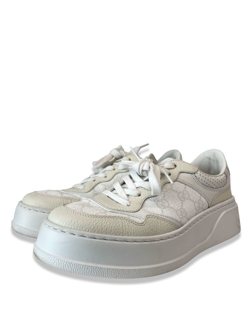 Gucci Cream Chunky Sneaker w/ GG. Size: 38
