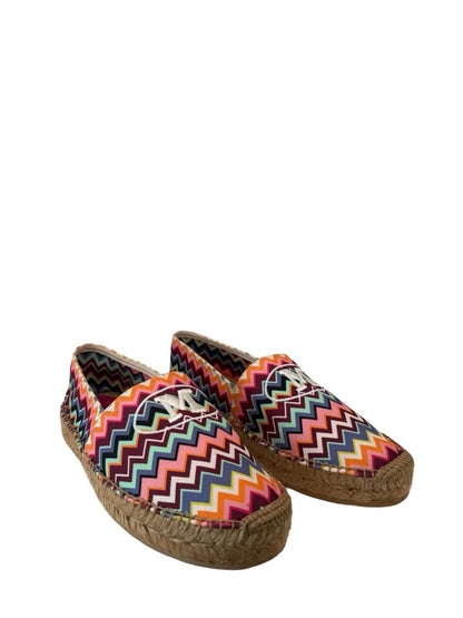 Missoni Multicolour Logo Embroidered Zigzag Espadrilles. Size: 42
