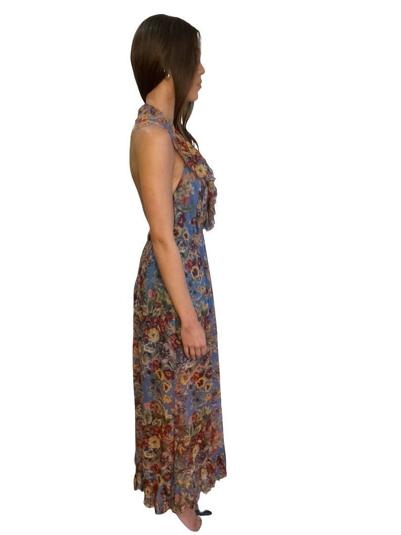 Zimmermann Blue / Multi-Colour Lovelorn Frill Jumpsuit. Size: 1