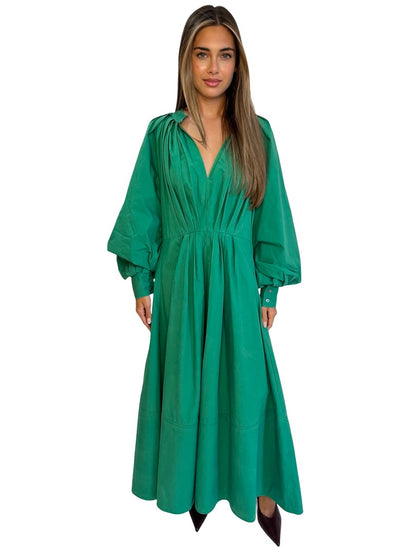 CO Green Waist Pleat Dress. Size: L