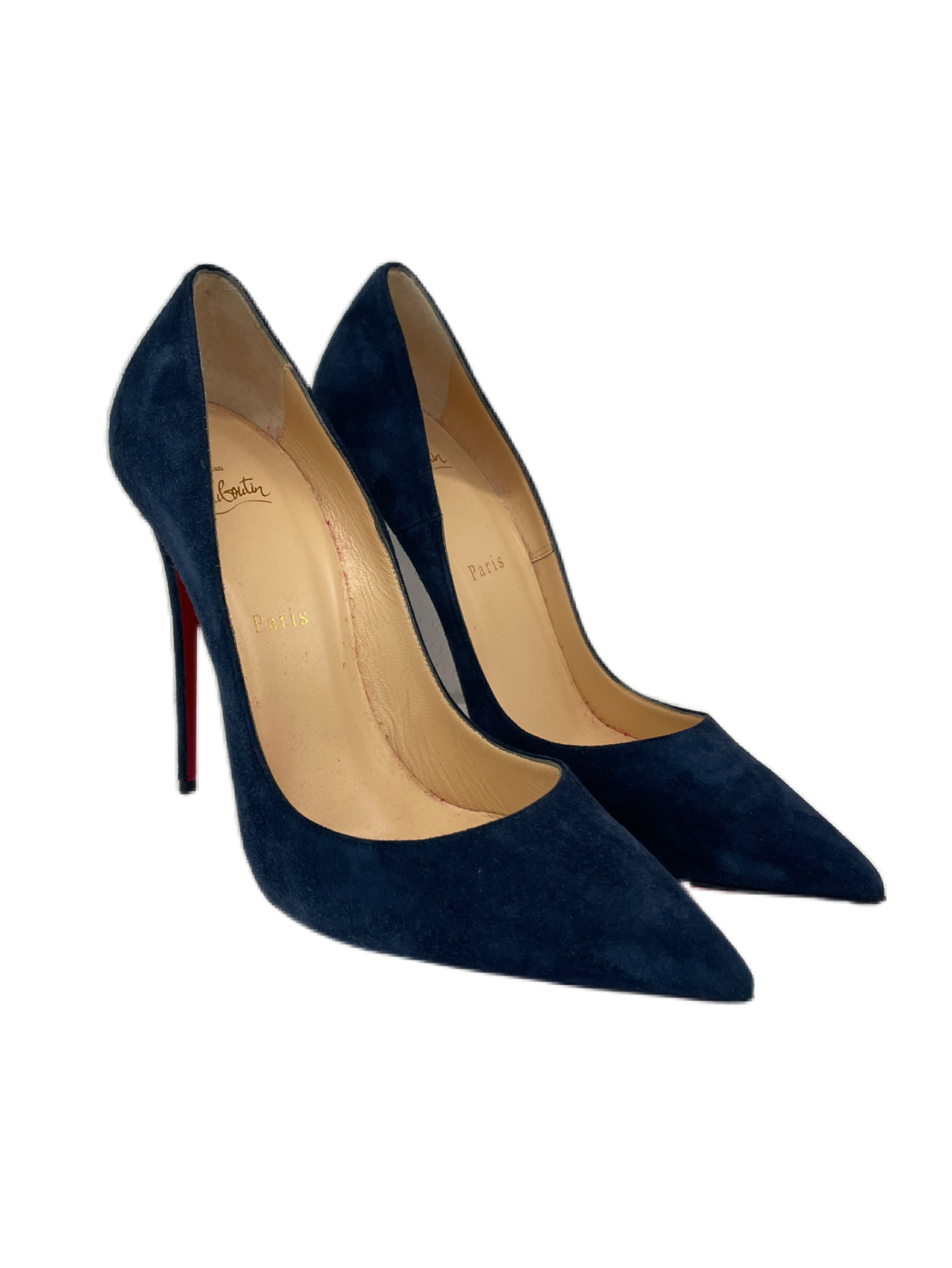 Christian Louboutin Navy Suede Heels. Unworn. Size 40