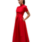 Staud Red Cap Sleeve Maxi Dress w Neck Sash. Size: Small